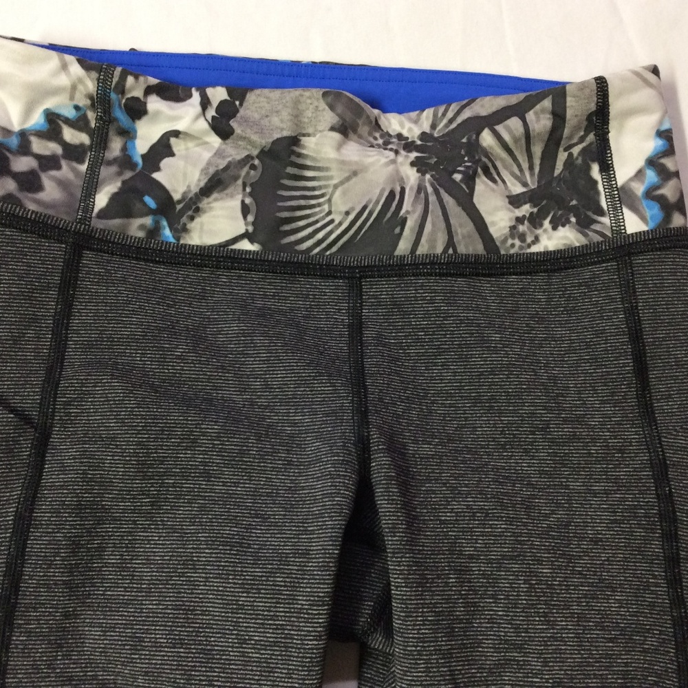 LULULEMON PACE CROP FLY BUTTERFLY 4 WEE STRIPE EUC